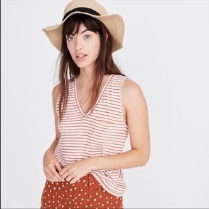 MADEWELL NWT Pink Striped V-Neck Tank size L